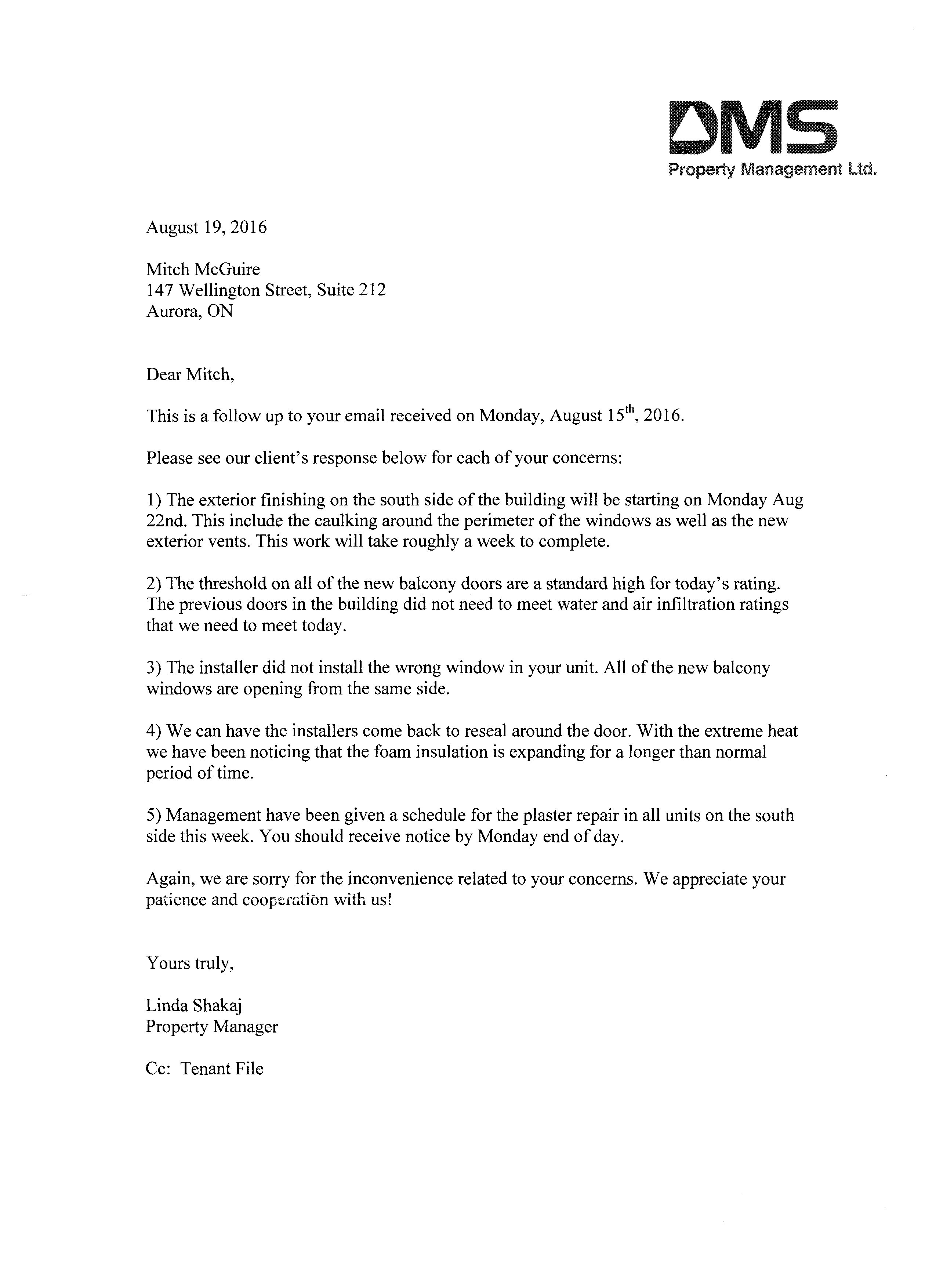 repair notice to tenant